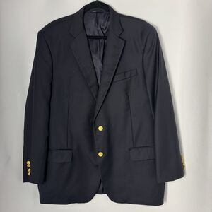 Brooks Brothers Saxxon Makers Merchants Madison Navy-Blue Gold Button Blazer 46R